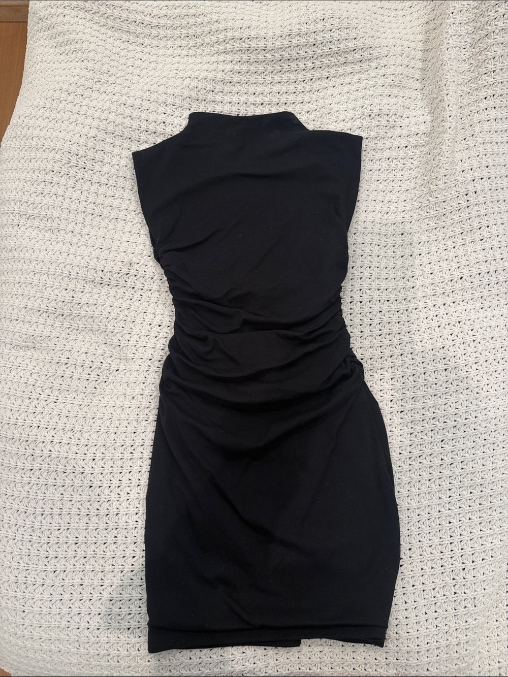 Meshki Black Sleeveless Ruched Mini Dress